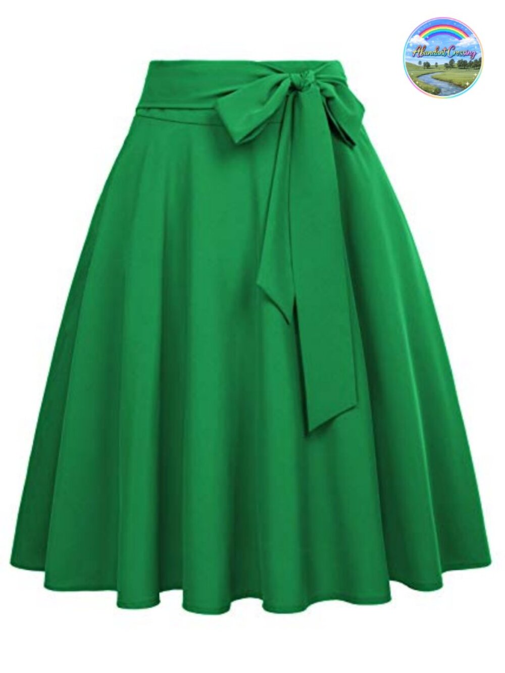 High Waisted A-Line Midi Skirt with Pockets Polyester Blend